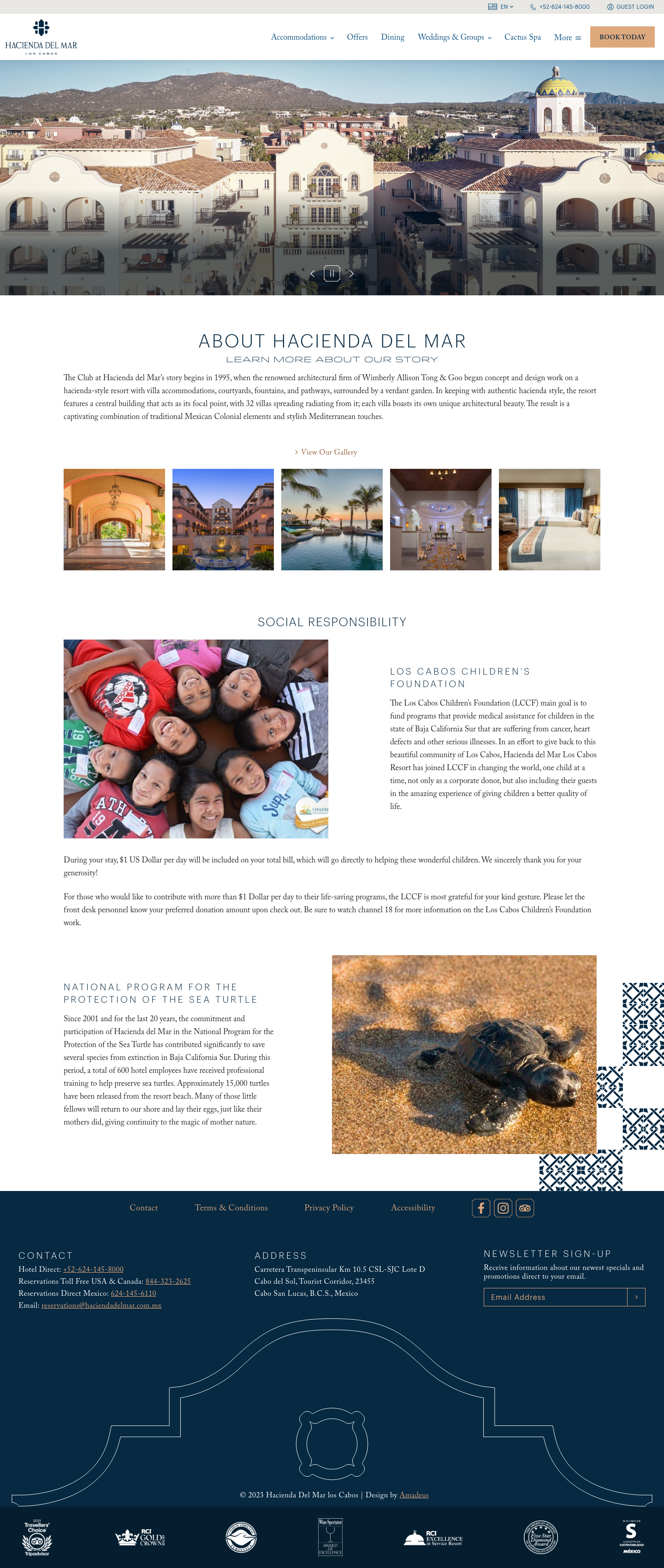 Hacienda Del Mar - About Us Page Design